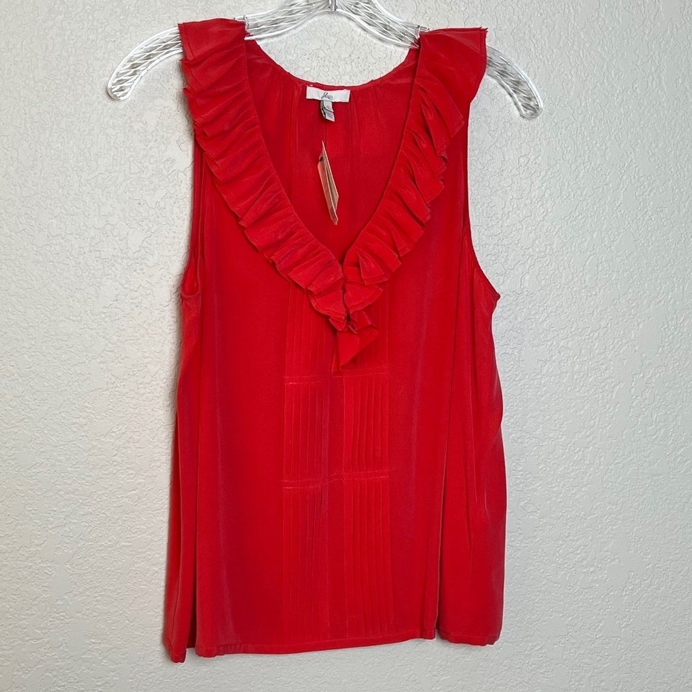 NWT - Joie Tasha 100% Silk Ruffled Neckline Top